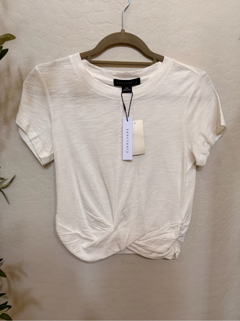 Sanctuary White Twist-Front Short Sleeve Tee